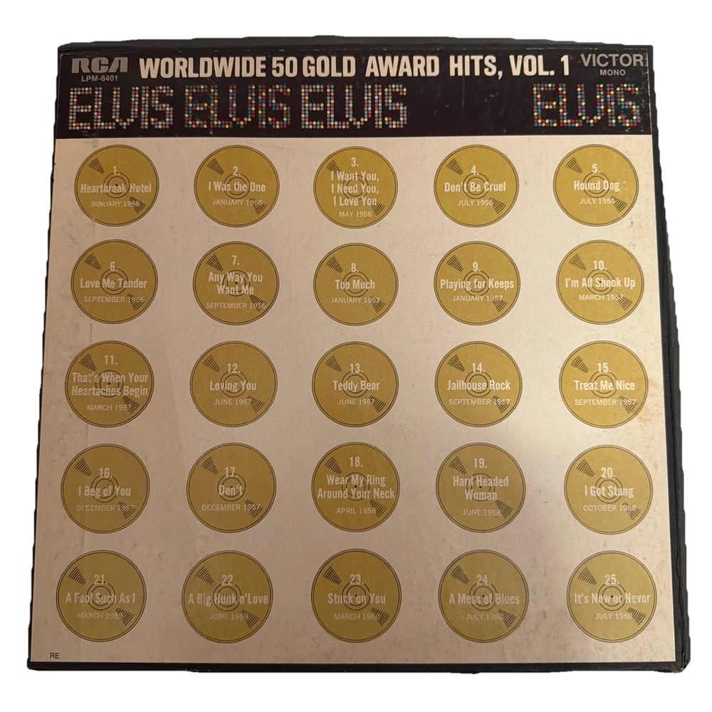 Elvis Presley Worldwide 50 Gold Award Hits, Vol. 1 4-LP record box set Mono